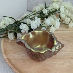 Iridescent Shell Trinket Dish - Gold Pink Pearlescent